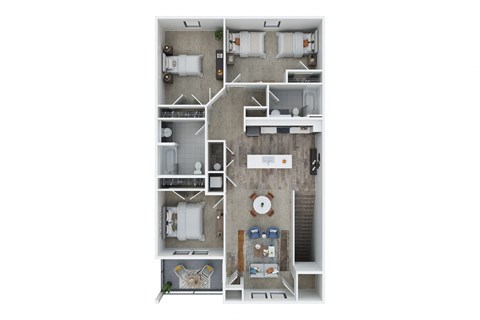 3 Bedroom 2 Bath 2nd Floor with 1353 Sq. Ft. at Union at Oak Grove, Michigan, 48855